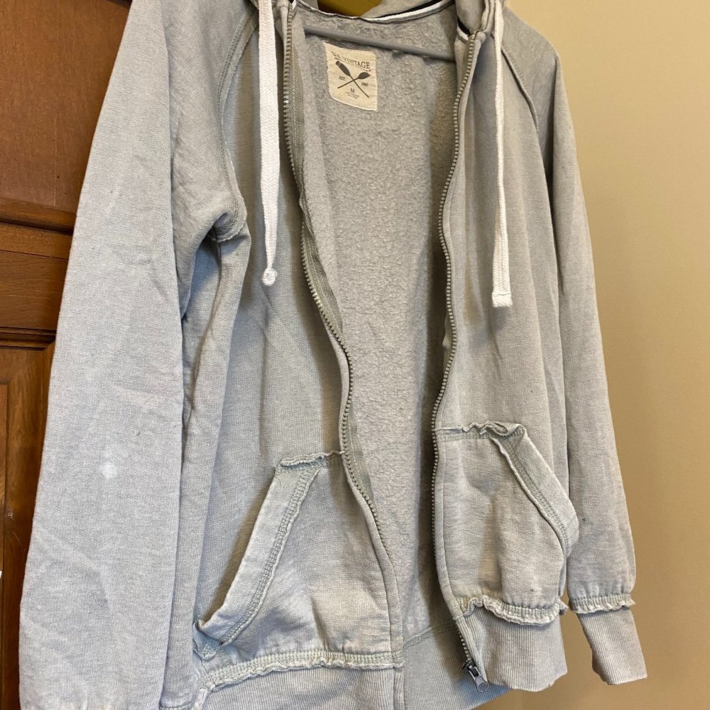U.S Vintage Zip Up Grey Hoodie w/ thumbholes sz M